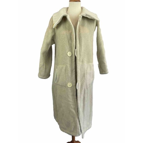 Vintage 60s Trench Coat Mod Womens Button Reversible Camel Cream - Picture 7 of 13